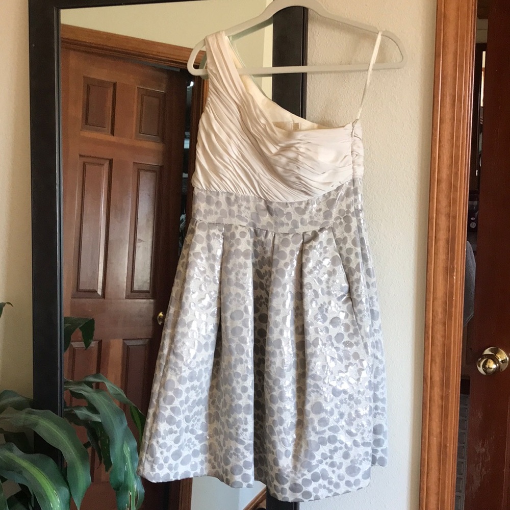 Eliza J New York Creme/Silver One Shoulder Dress